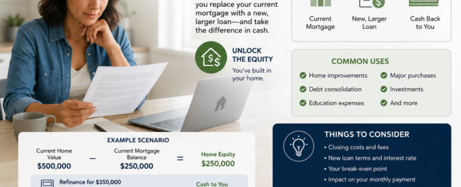cash out refinance explained homeowner reviewing equity options